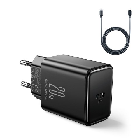 Ładowarka sieciowa USB-C 20W PD z kablem do iPhone Lightning czarna Ładowarka sieciowa USB-C 20W PD z kablem do iPhone Lightning czarna