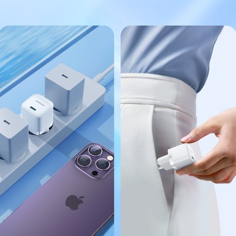 Mini ładowarka sieciowa USB-C 20W PD z kablem do iPhone Lightning biała Mini ładowarka sieciowa USB-C 20W PD z kablem do iPhone Lightning biała