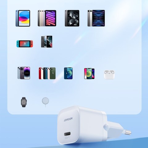 Mini ładowarka sieciowa USB-C 20W PD z kablem do iPhone Lightning biała Mini ładowarka sieciowa USB-C 20W PD z kablem do iPhone Lightning biała