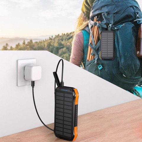 Powerbank solarny słoneczny indukcyjny 20000mAh PD QC Qi pomarańczowy Powerbank solarny słoneczny indukcyjny 20000mAh PD QC Qi pomarańczowy