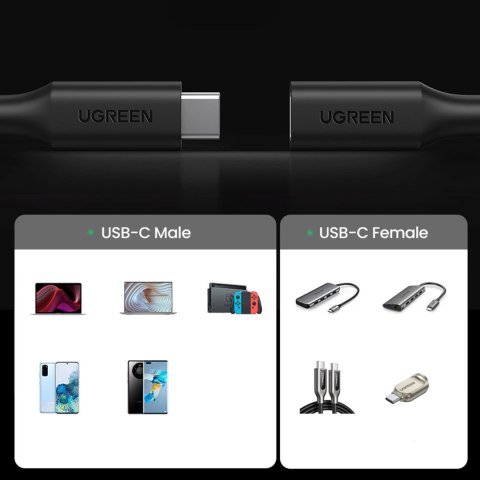 Przedłużacz kabla przewodu USB-C 100W 10Gb/s 1m czarny Przedłużacz kabla przewodu USB-C 100W 10Gb/s 1m czarny