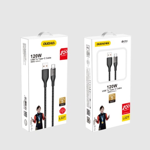 Przewód kabel do szybkiego ładowania USB - USB-C 120W 1m szary Przewód kabel do szybkiego ładowania USB - USB-C 120W 1m szary