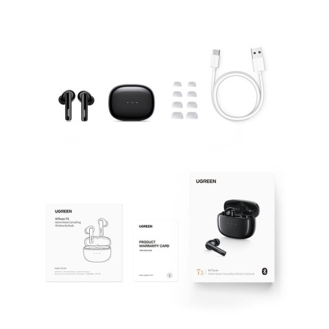 Słuchawki bezprzewodowe Bluetooth TWS ANC WS106 HiTune T3 czarne Słuchawki bezprzewodowe Bluetooth TWS ANC WS106 HiTune T3 czarne