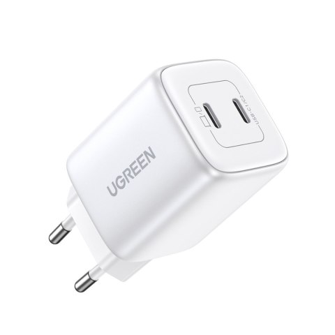 Szybka ładowarka sieciowa GaN 2x USB-C 45W QC PD biała Szybka ładowarka sieciowa GaN 2x USB-C 45W QC PD biała