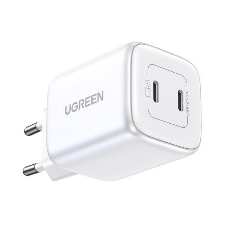 Szybka ładowarka sieciowa GaN 2x USB-C 45W QC PD biała Szybka ładowarka sieciowa GaN 2x USB-C 45W QC PD biała
