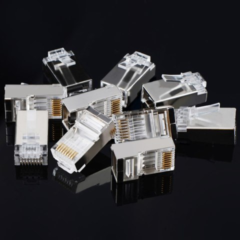 Wtyczka końcówka RJ45 do skrętki 8P8C UTP Cat. 6 srebrny - ZESTAW 10szt. Wtyczka końcówka RJ45 do skrętki 8P8C UTP Cat. 6 srebrny - ZESTAW 10szt.