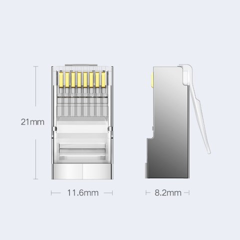 Wtyczka końcówka RJ45 do skrętki 8P8C UTP Cat. 6 srebrny - ZESTAW 10szt. Wtyczka końcówka RJ45 do skrętki 8P8C UTP Cat. 6 srebrny - ZESTAW 10szt.