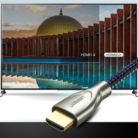 Wytrzymały kabel przewód HDMI 2.0 4K 60Hz w oplocie 1m szary Wytrzymały kabel przewód HDMI 2.0 4K 60Hz w oplocie 1m szary