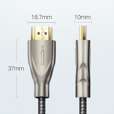 Wytrzymały kabel przewód HDMI 2.0 4K 60Hz w oplocie 1m szary Wytrzymały kabel przewód HDMI 2.0 4K 60Hz w oplocie 1m szary