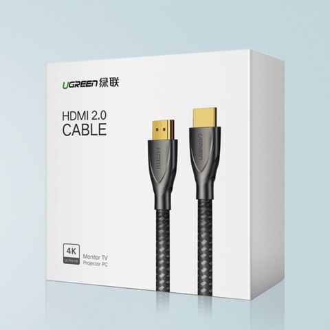Wytrzymały kabel przewód HDMI 2.0 4K 60Hz w oplocie 1m szary Wytrzymały kabel przewód HDMI 2.0 4K 60Hz w oplocie 1m szary