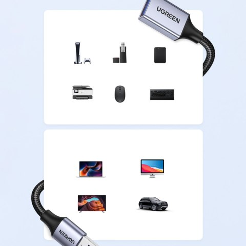 Wytrzymały przedłużacz kabla przewodu USB 3.0 5Gb/s 2m szary Wytrzymały przedłużacz kabla przewodu USB 3.0 5Gb/s 2m szary