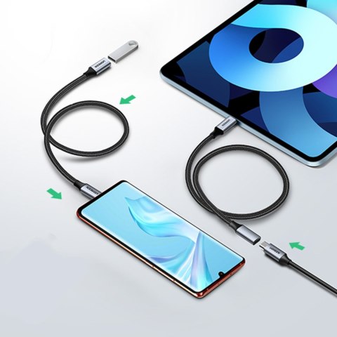 Wytrzymały przedłużacz kabla przewodu USB-C 3.1 10Gb/s 1m szary Wytrzymały przedłużacz kabla przewodu USB-C 3.1 10Gb/s 1m szary