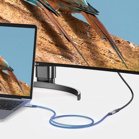 Wytrzymały przedłużacz kabla przewodu USB-C 3.1 10Gb/s 1m szary Wytrzymały przedłużacz kabla przewodu USB-C 3.1 10Gb/s 1m szary