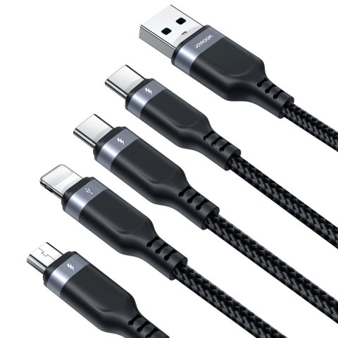 4w1 Kabel przewód USB-A - 2x USB-C iPhone Lightning microUSB 1.2m czarny 4w1 Kabel przewód USB-A - 2x USB-C iPhone Lightning microUSB 1.2m czarny