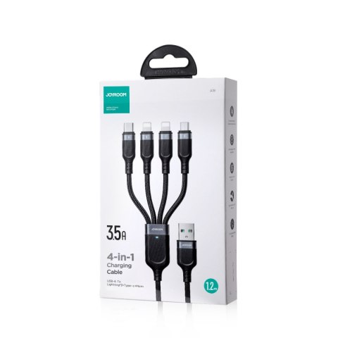 4w1 Kabel przewód USB-A - USB-C 2x iPhone Lightning microUSB 1.2m czarny 4w1 Kabel przewód USB-A - USB-C 2x iPhone Lightning microUSB 1.2m czarny