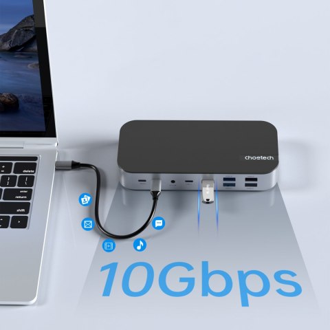 HUB Adapter M52 USB-C USB-A hdmi vga dp sd tf RJ45 aux PD szary HUB Adapter M52 USB-C USB-A hdmi vga dp sd tf RJ45 aux PD szary