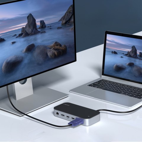 HUB Adapter M52 USB-C USB-A hdmi vga dp sd tf RJ45 aux PD szary HUB Adapter M52 USB-C USB-A hdmi vga dp sd tf RJ45 aux PD szary