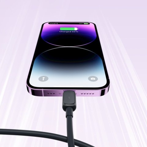 Kabel przewód do iPhone Lightning - USB 2.4A 480Mbps 2m czarny Kabel przewód do iPhone Lightning - USB 2.4A 480Mbps 2m czarny