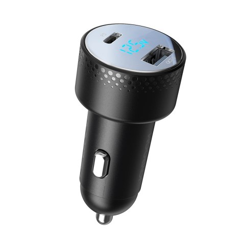 Ładowarka samochodowa z woltomierzem LED 53W USB-C USB czarna Ładowarka samochodowa z woltomierzem LED 53W USB-C USB czarna