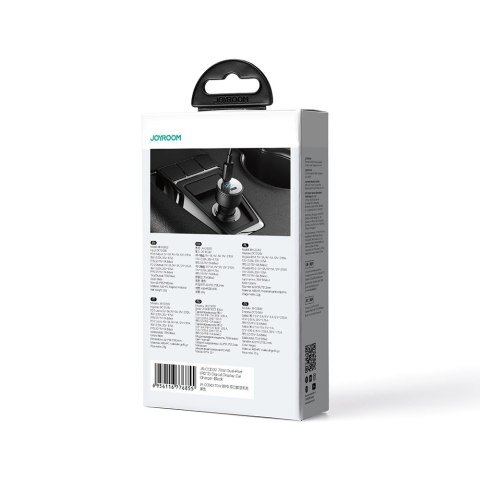 Ładowarka samochodowa z woltomierzem LED 53W USB-C USB czarna Ładowarka samochodowa z woltomierzem LED 53W USB-C USB czarna