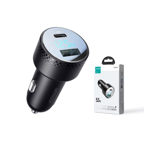 Ładowarka samochodowa z woltomierzem LED 53W USB-C USB czarna Ładowarka samochodowa z woltomierzem LED 53W USB-C USB czarna