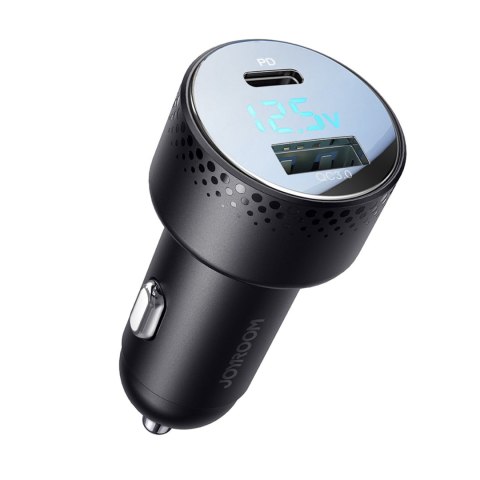Ładowarka samochodowa z woltomierzem LED 53W USB-C USB czarna Ładowarka samochodowa z woltomierzem LED 53W USB-C USB czarna