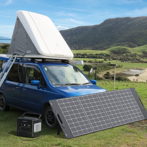 Ładowarka solarna kempingowa panel słoneczny składany 400W czarna Ładowarka solarna kempingowa panel słoneczny składany 400W czarna
