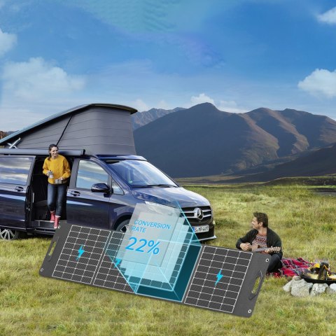 Ładowarka solarna kempingowa panel słoneczny składany 400W czarna Ładowarka solarna kempingowa panel słoneczny składany 400W czarna