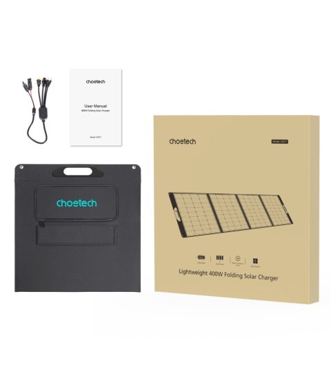 Ładowarka solarna kempingowa panel słoneczny składany 400W czarna Ładowarka solarna kempingowa panel słoneczny składany 400W czarna