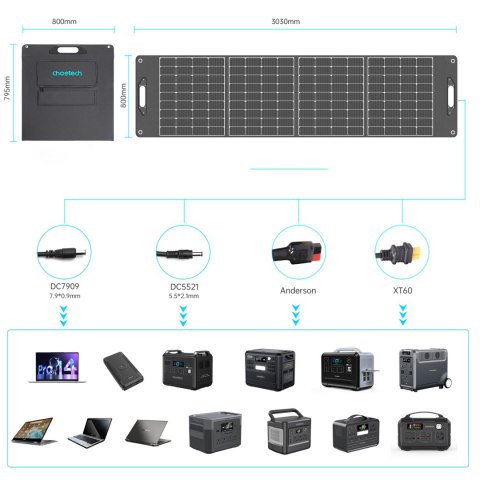 Ładowarka solarna kempingowa panel słoneczny składany 400W czarna Ładowarka solarna kempingowa panel słoneczny składany 400W czarna