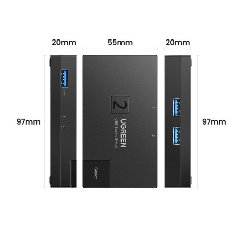 Switch przełącznik USB 3.0 dwukierunkowy na dwa komputery czarny Switch przełącznik USB 3.0 dwukierunkowy na dwa komputery czarny