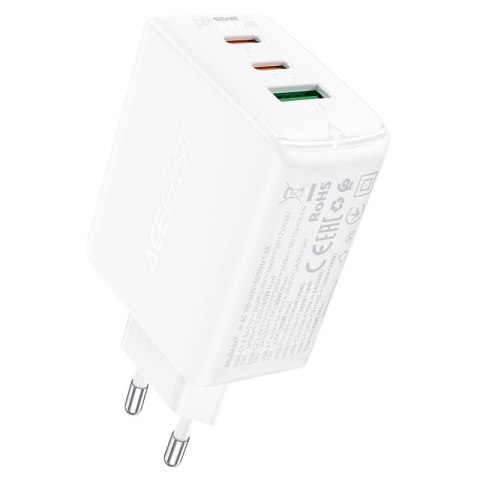 Szybka ładowarka sieciowa GaN 2x USB-C USB-A PPS PD QC4+ 65W biała Szybka ładowarka sieciowa GaN 2x USB-C USB-A PPS PD QC4+ 65W biała
