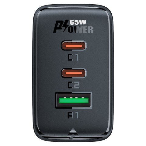Szybka ładowarka sieciowa GaN 2x USB-C USB-A PPS PD QC4+ 65W biała Szybka ładowarka sieciowa GaN 2x USB-C USB-A PPS PD QC4+ 65W biała