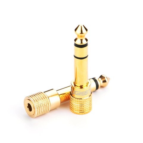 Adapter przejściówka z 3.5 mm mini jack na 6.3 mm jack złoty Adapter przejściówka z 3.5 mm mini jack na 6.3 mm jack złoty