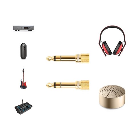 Adapter przejściówka z 3.5 mm mini jack na 6.3 mm jack złoty Adapter przejściówka z 3.5 mm mini jack na 6.3 mm jack złoty