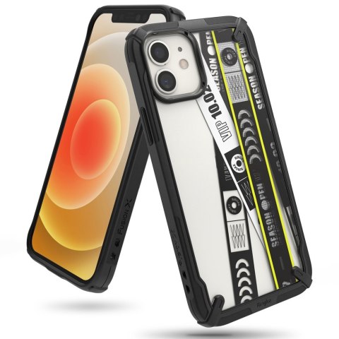 Etui pancerny pokrowiec z ramką iPhone 12 mini Fusion X Design Ticket band czarny Etui pancerny pokrowiec z ramką iPhone 12 mini Fusion X Design Ticket band czarny