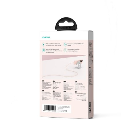 Kabel przewód Multi-Color Series USB-A - USB-C 100W szybki transfer 1m różowy Kabel przewód Multi-Color Series USB-A - USB-C 100W szybki transfer 1m różowy