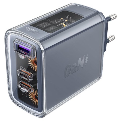 Ładowarka sieciowa GaN 65W 3 porty 1x USB 2x USB-C zielona Ładowarka sieciowa GaN 65W 3 porty 1x USB 2x USB-C zielona