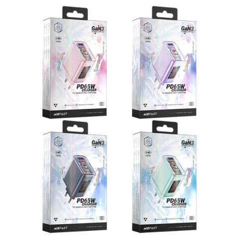 Ładowarka sieciowa GaN 65W 3 porty 1x USB 2x USB-C zielona Ładowarka sieciowa GaN 65W 3 porty 1x USB 2x USB-C zielona