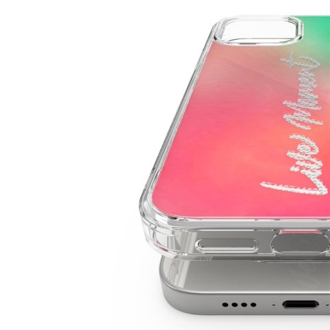 Pancerne etui pokrowiec z żelową ramką iPhone 12 mini Fusion Design różowo-zielony Pancerne etui pokrowiec z żelową ramką iPhone 12 mini Fusion Design różowo-zielony