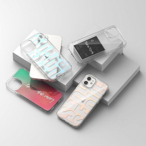 Pancerne etui pokrowiec z żelową ramką iPhone 12 mini Fusion Design różowo-zielony Pancerne etui pokrowiec z żelową ramką iPhone 12 mini Fusion Design różowo-zielony