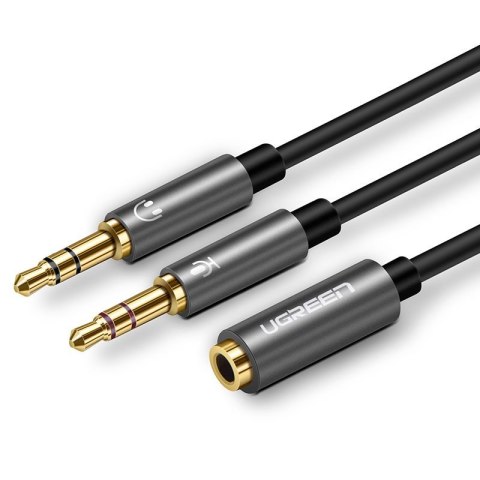 Przejściówka rozdzielacz AUX 3.5 mm mini jack na mikrofon i słuchawki czarny Przejściówka rozdzielacz AUX 3.5 mm mini jack na mikrofon i słuchawki czarny