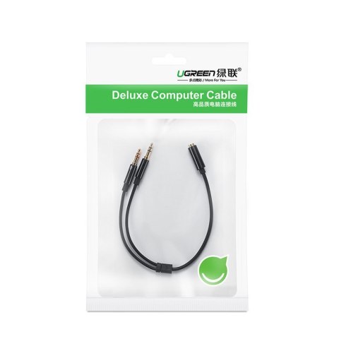 Przejściówka rozdzielacz AUX 3.5 mm mini jack na mikrofon i słuchawki czarny Przejściówka rozdzielacz AUX 3.5 mm mini jack na mikrofon i słuchawki czarny