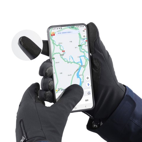 Rękawiczki zimowe do telefonu sportowe outdoor narty rower jogging roz. XL czarne Rękawiczki zimowe do telefonu sportowe outdoor narty rower jogging roz. XL czarne