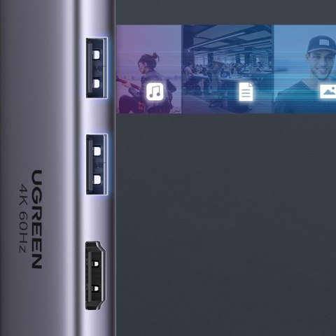 6w1 wielofunkcyjny HUB USB-C - 2x USB HDMI 4K czytnik kart SD i TF USB-C PD 100W szary 6w1 wielofunkcyjny HUB USB-C - 2x USB HDMI 4K czytnik kart SD i TF USB-C PD 100W szary