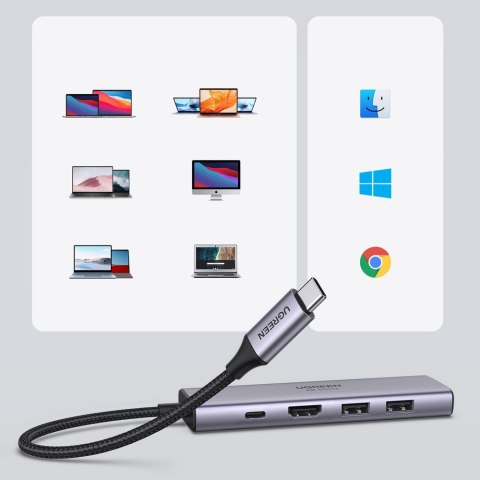 6w1 wielofunkcyjny HUB USB-C - 2x USB HDMI 4K czytnik kart SD i TF USB-C PD 100W szary 6w1 wielofunkcyjny HUB USB-C - 2x USB HDMI 4K czytnik kart SD i TF USB-C PD 100W szary