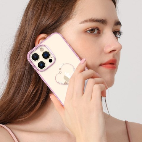 Etui do telefonu iPhone 14 ozdobione kryształami Wish Series różowe Etui do telefonu iPhone 14 ozdobione kryształami Wish Series różowe