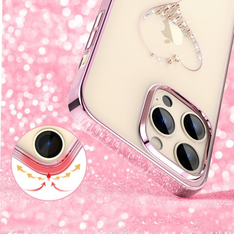 Etui do telefonu iPhone 14 ozdobione kryształami Wish Series różowe Etui do telefonu iPhone 14 ozdobione kryształami Wish Series różowe