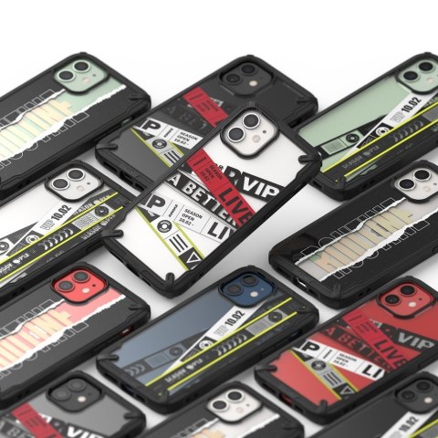 Etui pancerny pokrowiec z ramką iPhone 12 mini Fusion X Design Ticket band czarny Etui pancerny pokrowiec z ramką iPhone 12 mini Fusion X Design Ticket band czarny
