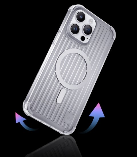 Magnetyczne etui iPhone 14 Pro MagSafe PQY Go Out Series srebrne Magnetyczne etui iPhone 14 Pro MagSafe PQY Go Out Series srebrne